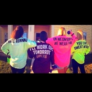 Victoria's Secret Pink Mean Girls Campus Varsity Crew You Can't Sweat With Us M